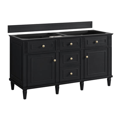 Renovate for Less Atlanta Lorelai 60" Double Vanity, Black Onyx w/ 3 CM Parisien Bleu Silestone Top