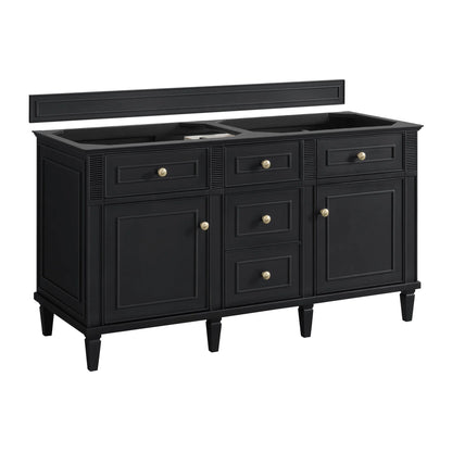Lorelai 60" Double Vanity, Black Onyx w/ 3 CM Parisien Bleu Silestone Top w/FreePower Wireless Charger