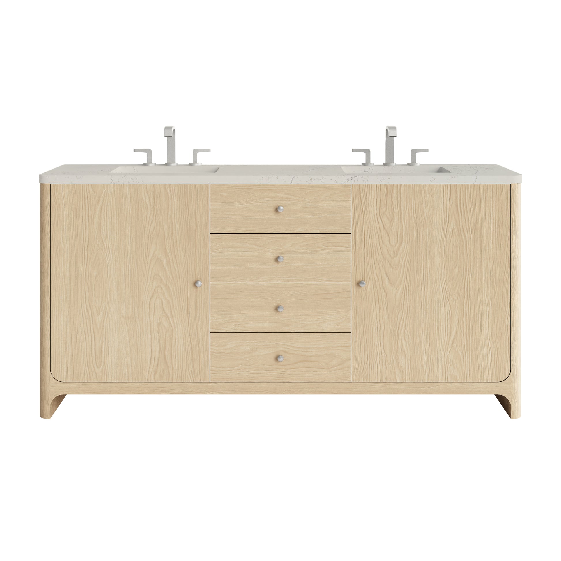 Renovate for Less Atlanta Gracyn 72" Double Vanity, Coastal Driftwood, w/ 3 CM Siberian Silestone Widespread Top