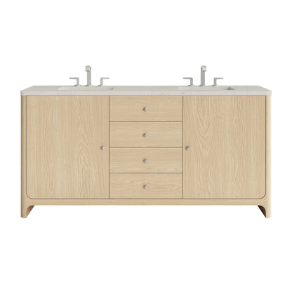 Renovate for Less Atlanta Gracyn 72" Double Vanity, Coastal Driftwood, w/ 3 CM Siberian Silestone Widespread Top