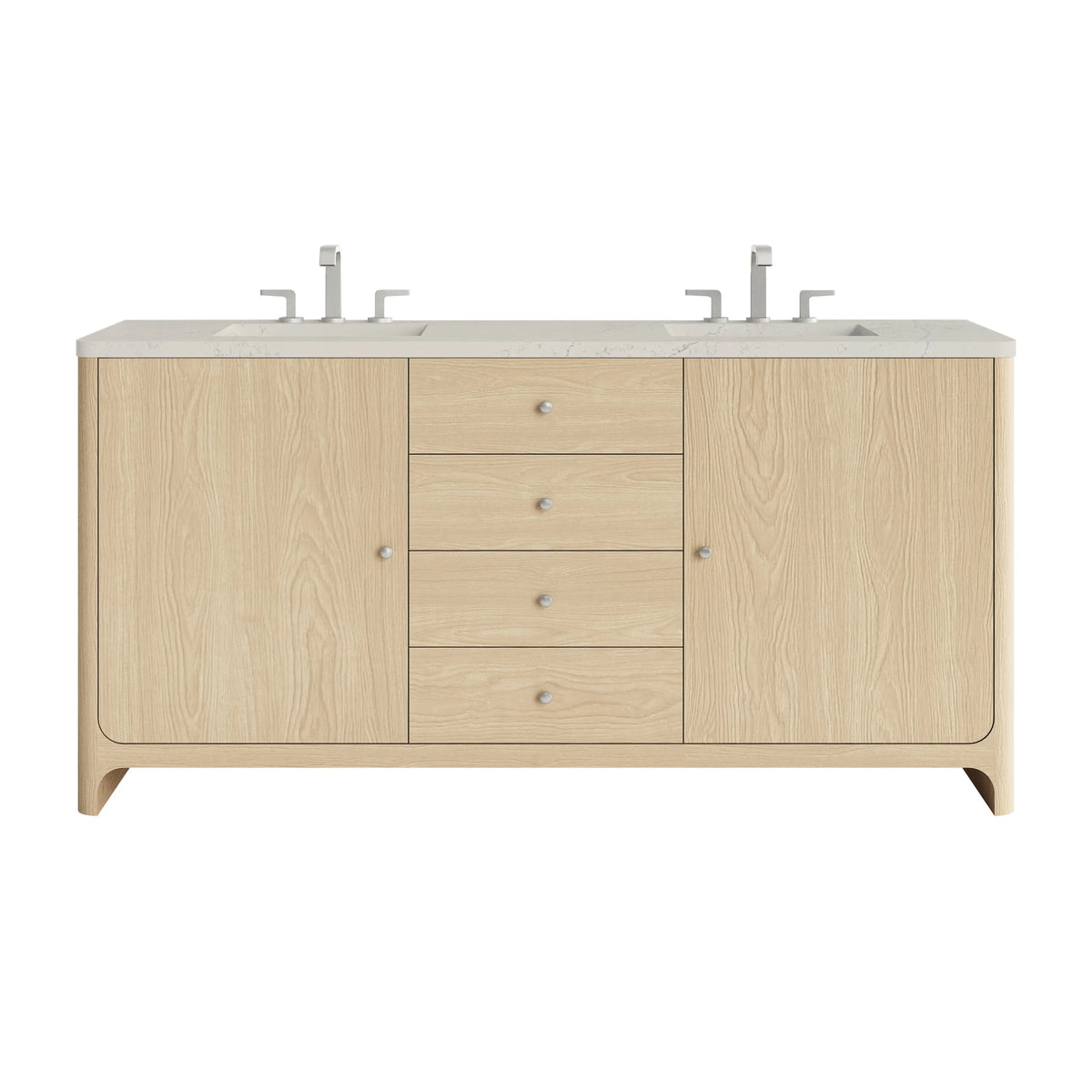 Gracyn 72" Double Vanity, Coastal Driftwood, w/ 3 CM Siberian Silestone Widespread Top
