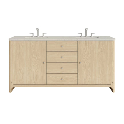 Gracyn 72" Double Vanity, Coastal Driftwood, w/ 3 CM Siberian Silestone Widespread Top