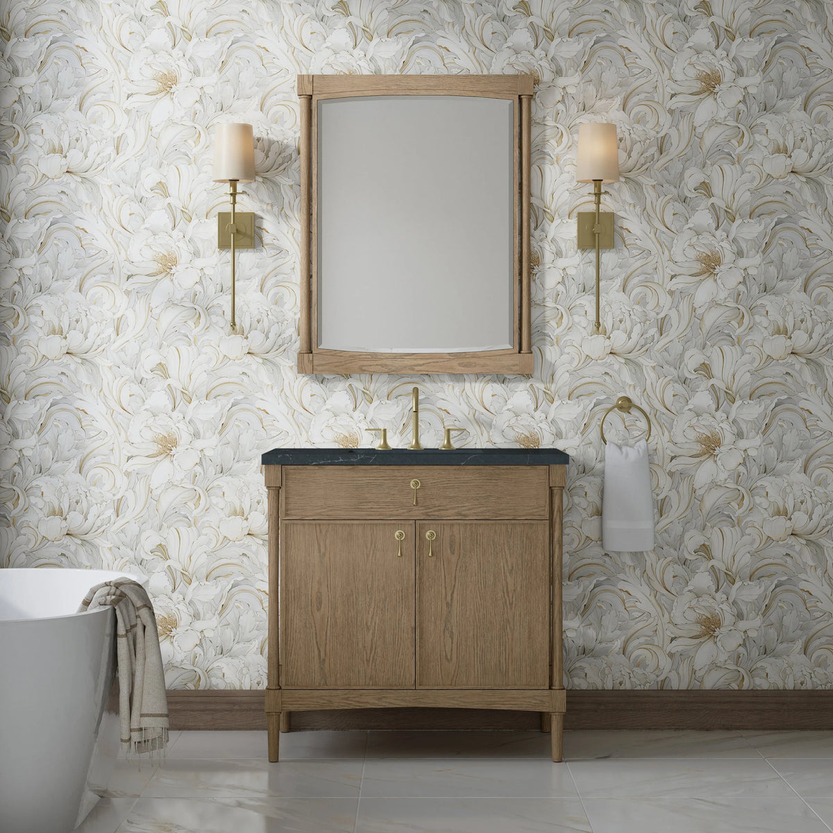 Kinnsden 36" Single Vanity, Weathered Oak w/ 3 CM Charcoal Soapstone Silestone Top