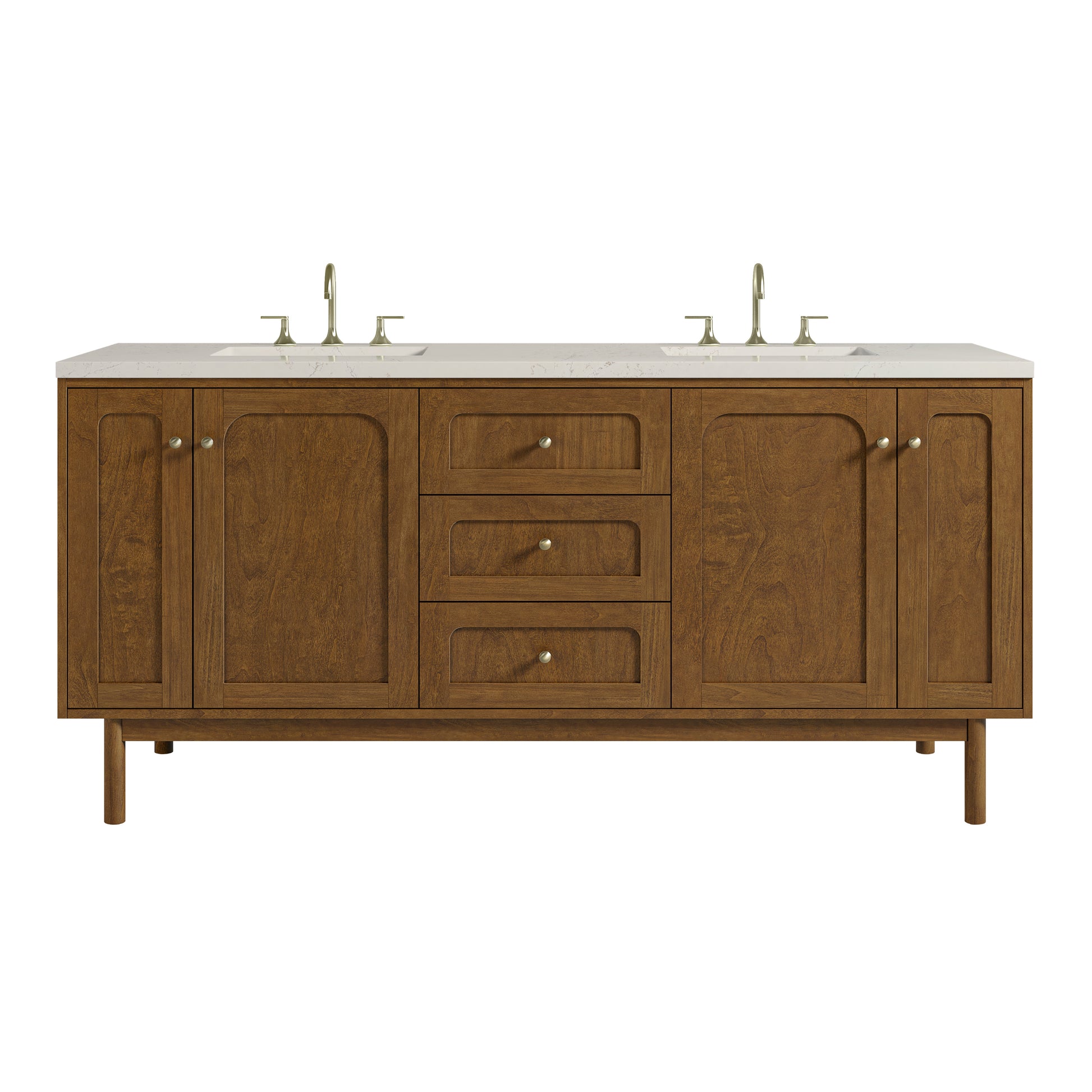 Renovate for Less Atlanta Laurent 72" Double Vanity, Honey Oak w/ 3 CM Siberian Silestone Top w/FreePower Wireless Charger
