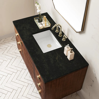 Amberly 48" Single Vanity, Mid-Century Walnut, w/ 3 CM Phantome Eclos Top