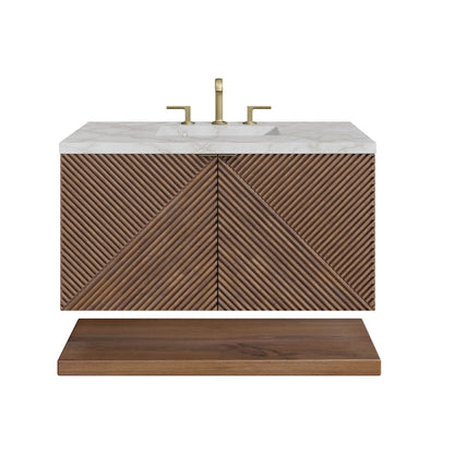 Renovate for Less Atlanta Marcello 36" Single Vanity, Chestnut w/ 3 CM Victorian Silver Top