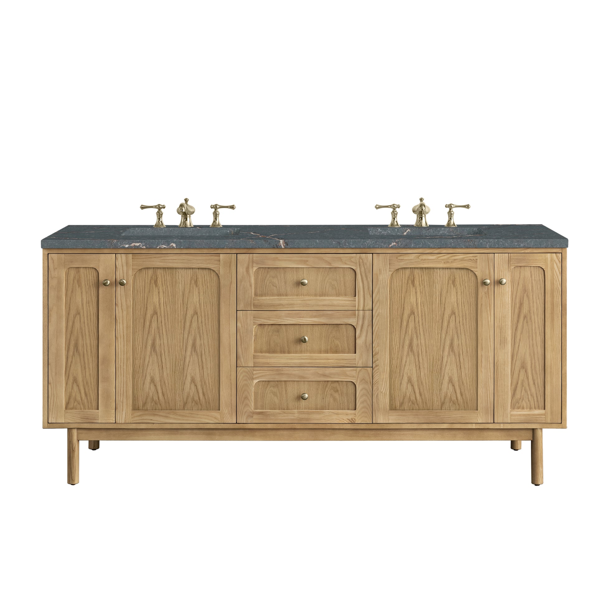 Renovate for Less Atlanta Laurent 72" Double Vanity, Light Natural Oak w/ 3 CM Parisien Bleu Top