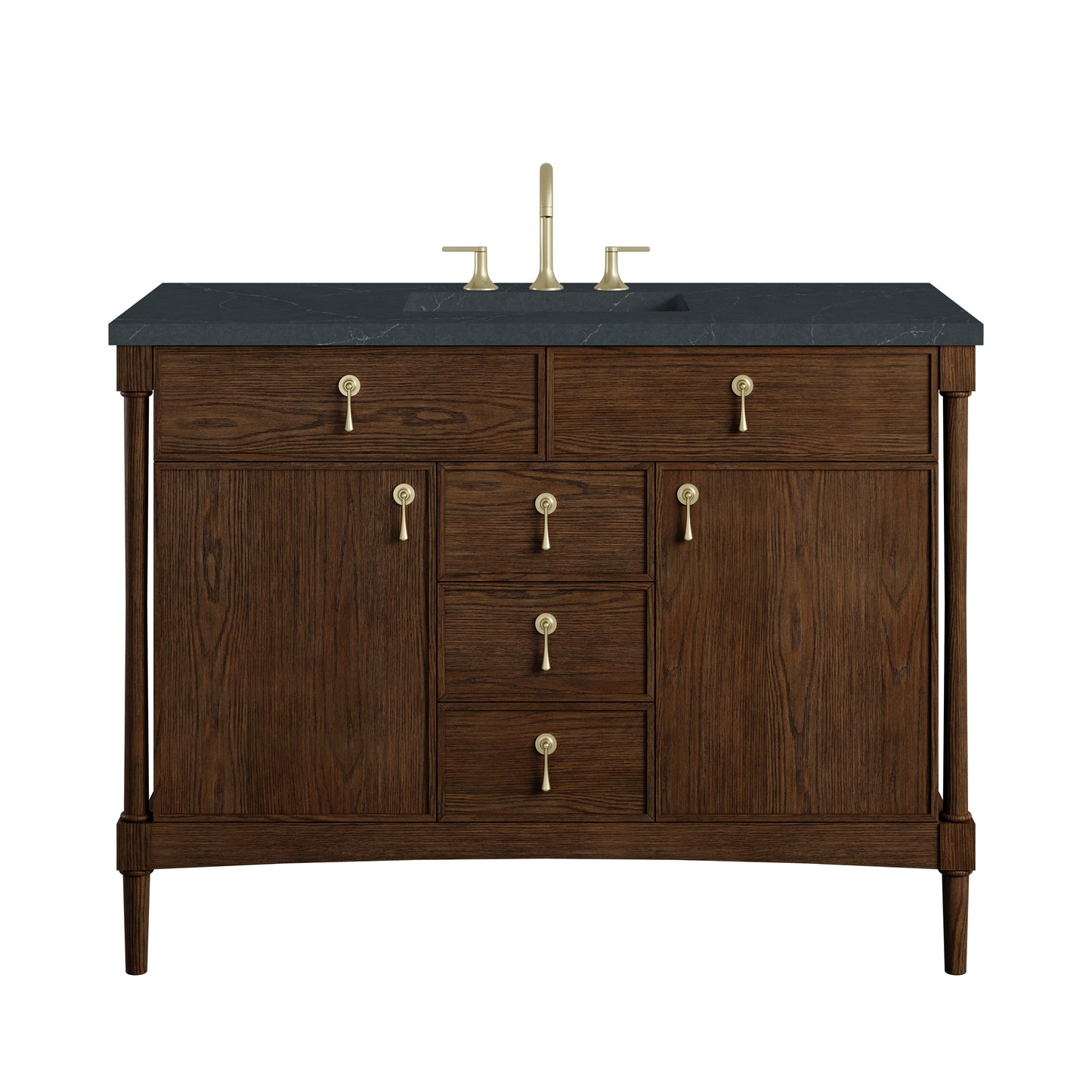 Renovate for Less Atlanta Kinnsden 48" Single Vanity, Sable Oak w/ 3 CM Charcoal Soapstone Silestone Top