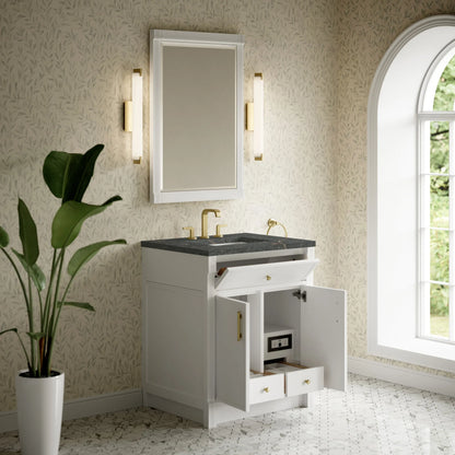Bellshire 30" Single Vanity, Bright White w/ 3 CM Parisien Bleu Silestone Top