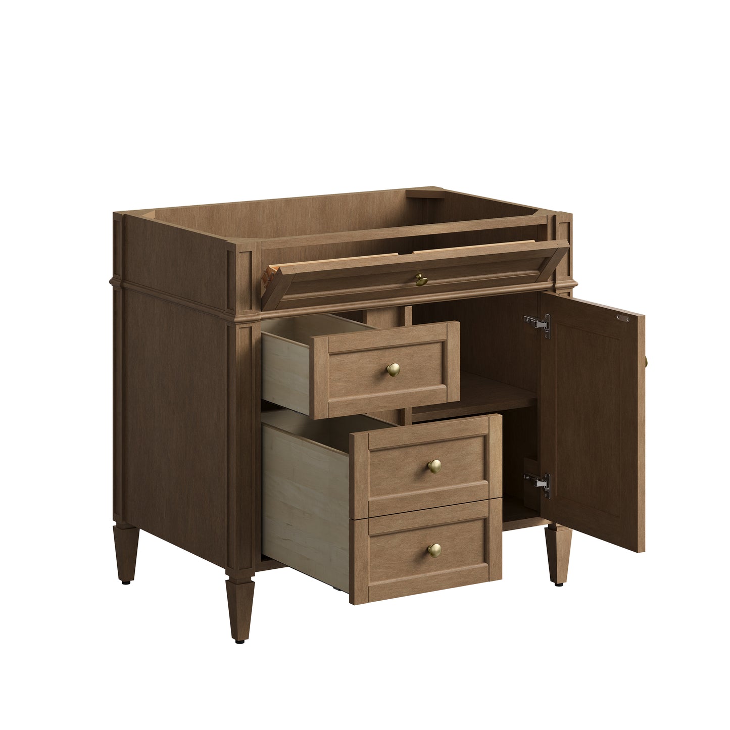 Renovate for Less Atlanta Brittany 36" Single Vanity, Pecan w/ 3 CM Tajnar Eclos Top