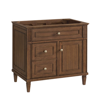 Renovate for Less Atlanta Lorelai 36" Single Vanity, Mid-Century Walnut w/ 3 CM Ethereal Noctis Silestone Top