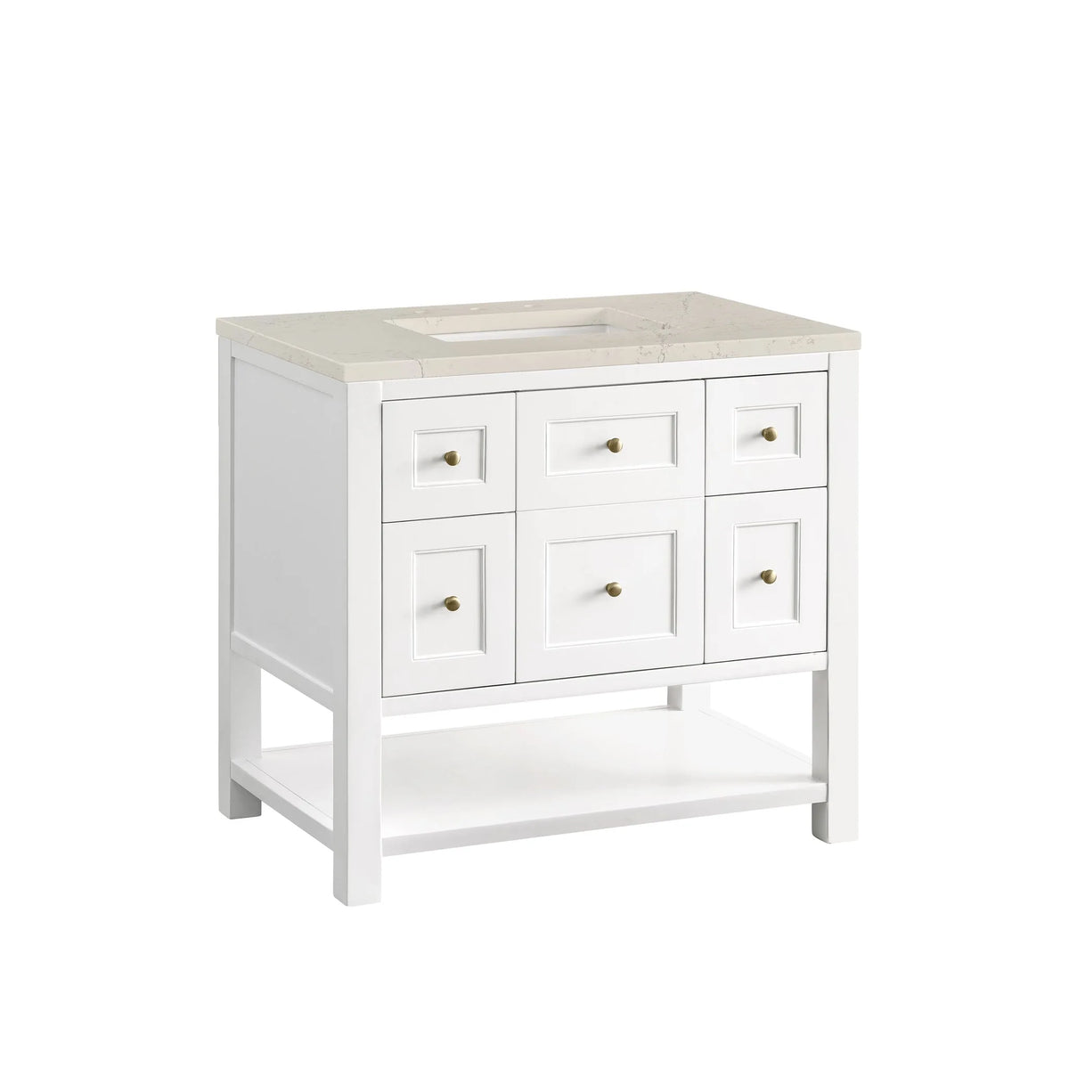 Breckenridge 36" Single Vanity, Bright White, w/ 3 CM Siberian Silestone Top