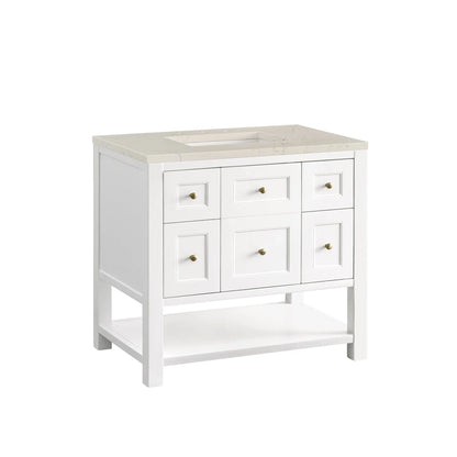 Breckenridge 36" Single Vanity, Bright White, w/ 3 CM Siberian Silestone Top