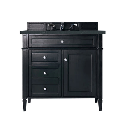 Brittany 36" Single Vanity, Black Onyx w/ 3 CM Charcoal Soapstone Silestone Top