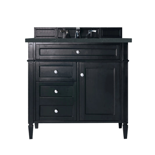 Brittany 36" Single Vanity, Black Onyx w/ 3 CM Charcoal Soapstone Silestone Top