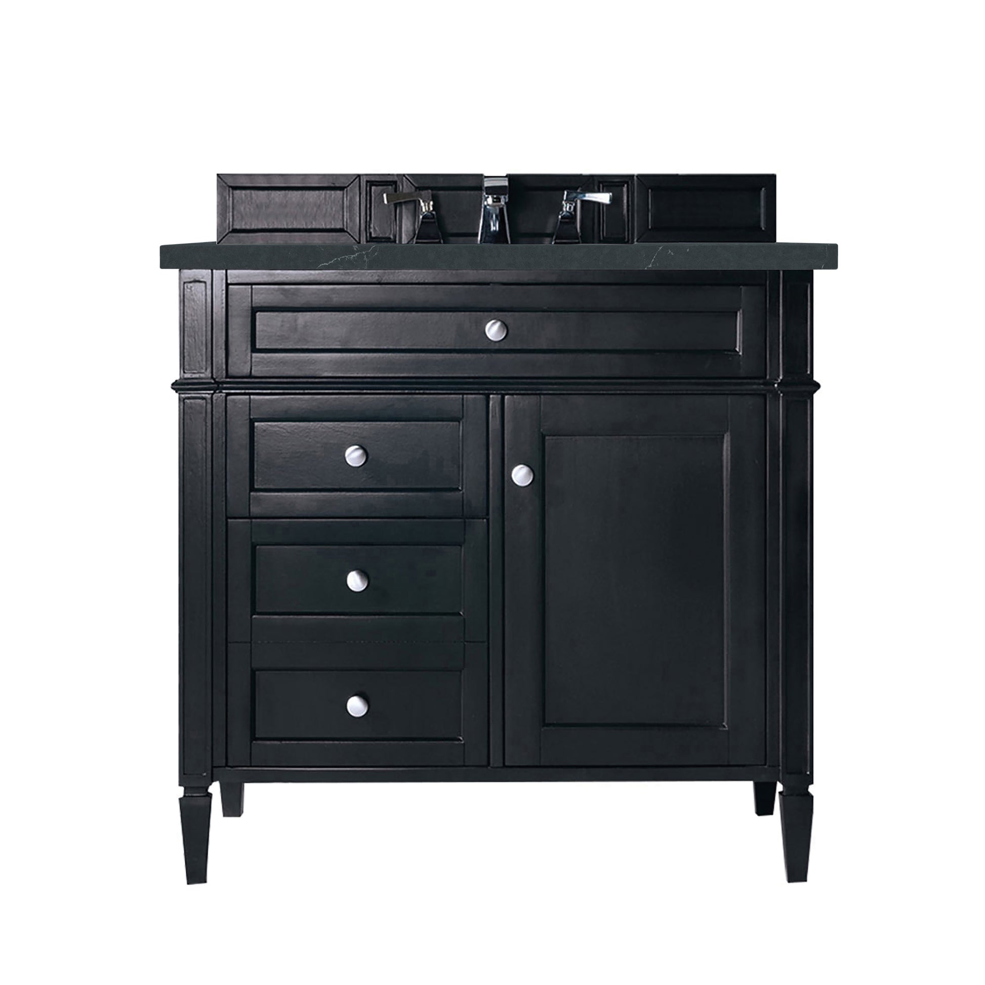 Renovate for Less Atlanta Brittany 36" Single Vanity, Black Onyx w/ 3 CM Charcoal Soapstone Silestone Top