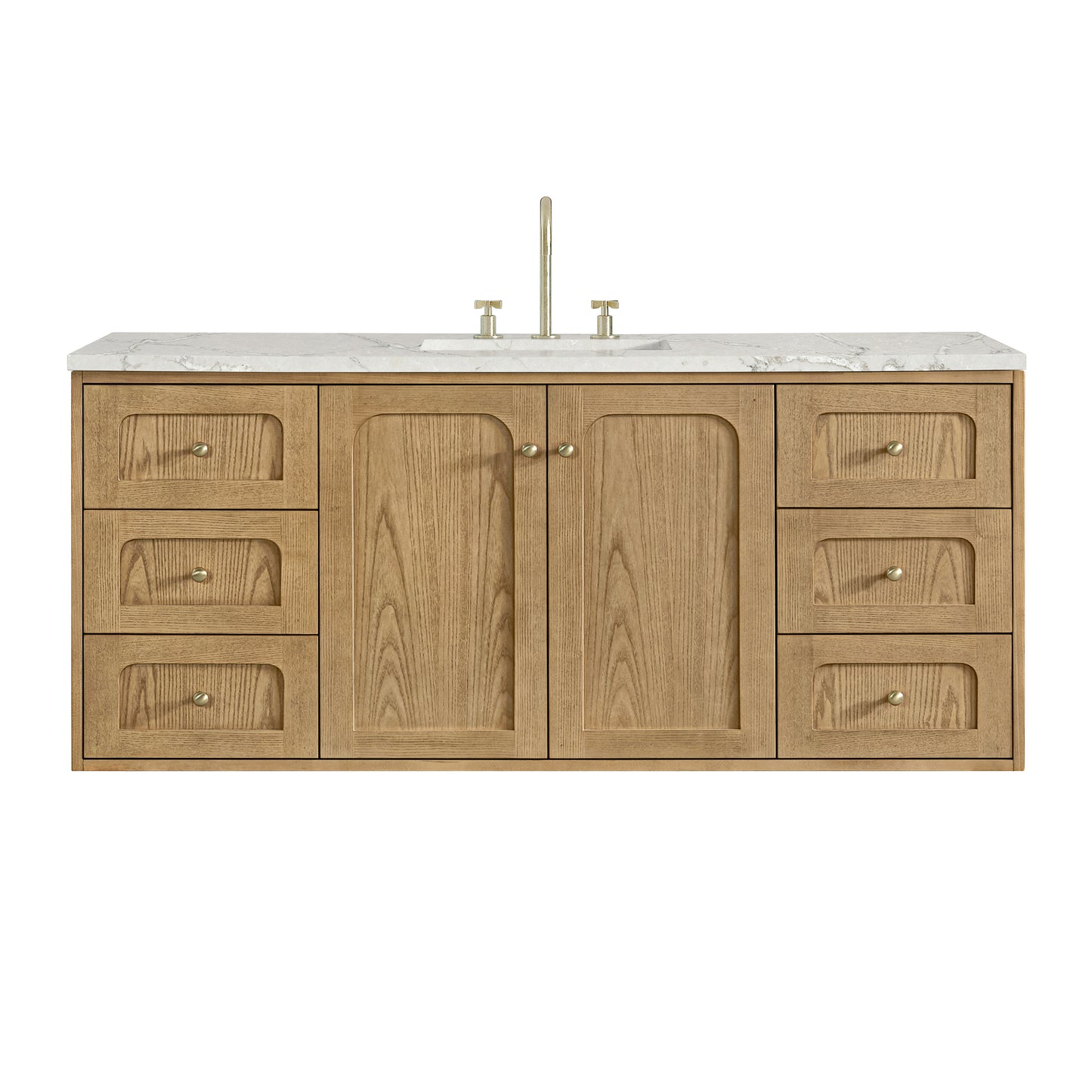 Renovate for Less Atlanta Laurent 60" Single Vanity, Light Natural Oak, w/ 3 CM Victorian Silver Quartz Top