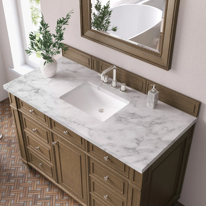 Bristol 48" Single Vanity, Saddle Brown w/ 3 CM Carrara Marble Top