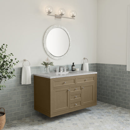 Renovate for Less Atlanta Chicago 48" Single Vanity, Walnut Whisper, w/ 3 CM Eternal Jasmine Pearl Silestone® Top