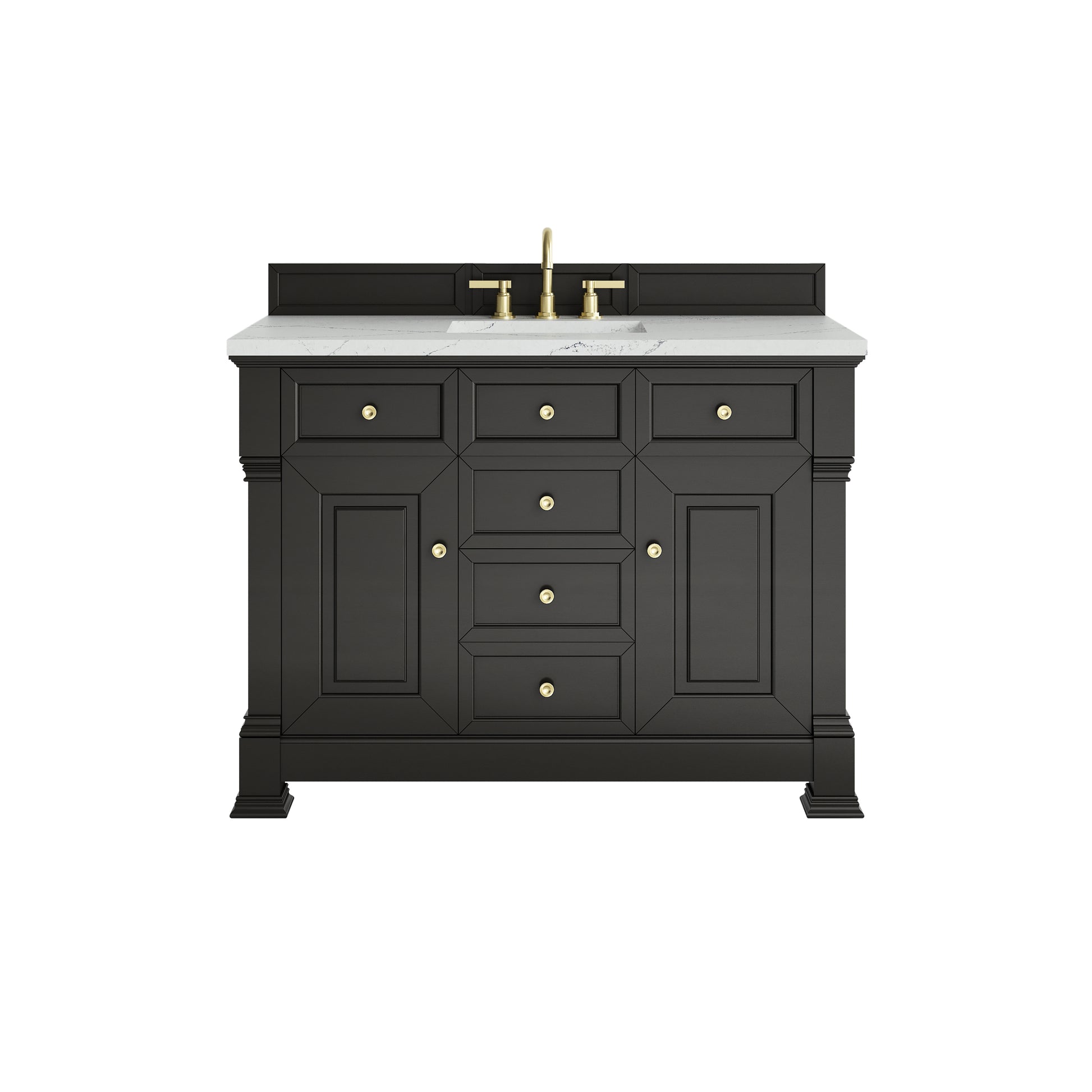 Renovate for Less Atlanta Brookfield 48" Single Vanity, Black Onyx w/ 3 CM Ethereal Noctis Silestone Top w/ FreePower Wireless Charger