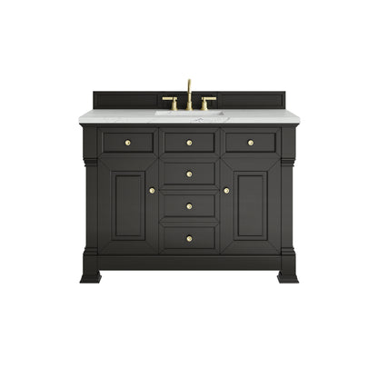 Renovate for Less Atlanta Brookfield 48" Single Vanity, Black Onyx w/ 3 CM Ethereal Noctis Silestone Top w/ FreePower Wireless Charger