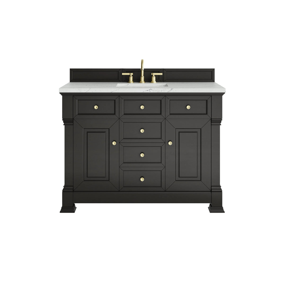 Brookfield 48" Single Vanity, Black Onyx w/ 3 CM Ethereal Noctis Silestone Top w/ FreePower Wireless Charger
