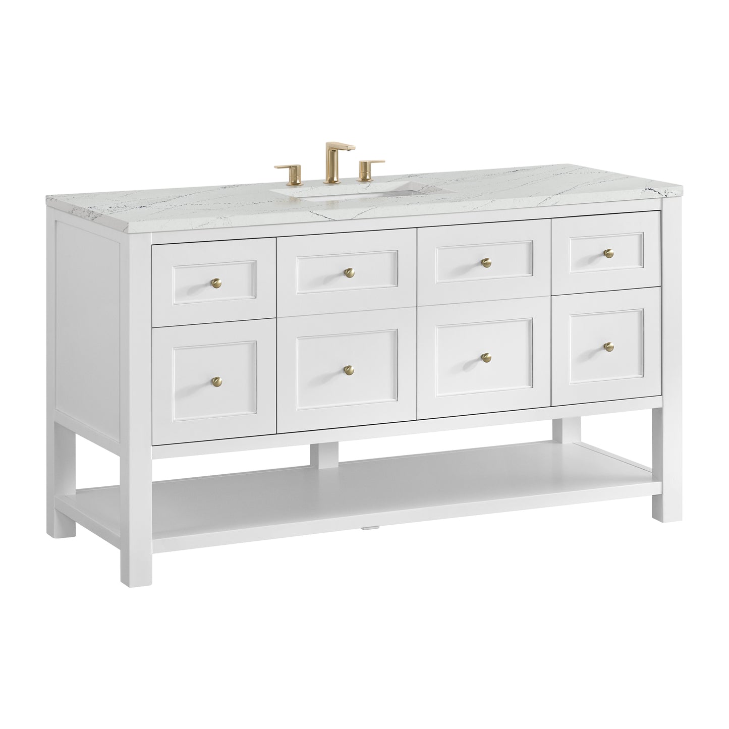 Renovate for Less Atlanta Breckenridge 60" Single Vanity, Bright White, w/ 3 CM Ethereal Noctis Quartz Top