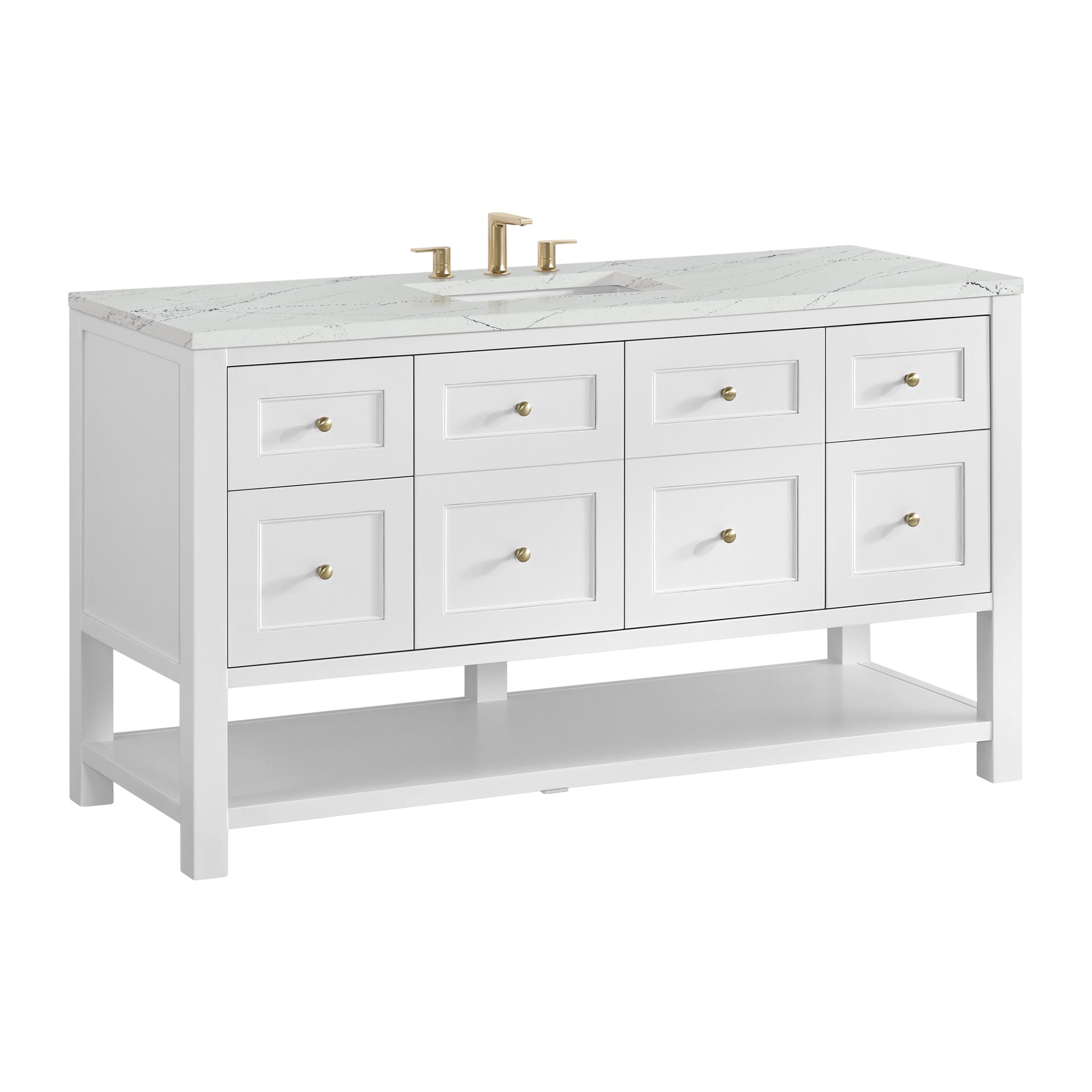 Renovate for Less Atlanta Breckenridge 60" Single Vanity, Bright White, w/ 3 CM Ethereal Noctis Quartz Top