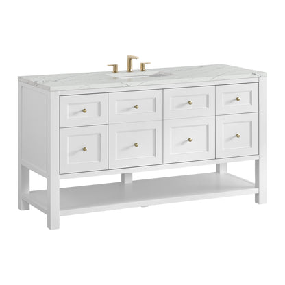 Renovate for Less Atlanta Breckenridge 60" Single Vanity, Bright White, w/ 3 CM Ethereal Noctis Quartz Top