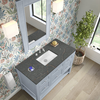 Renovate for Less Atlanta Breckenridge 48" Single Vanity, Serenity Blue, w/ 3 CM Parisien Bleu Quartz Top w/FreePower Wireless Charger
