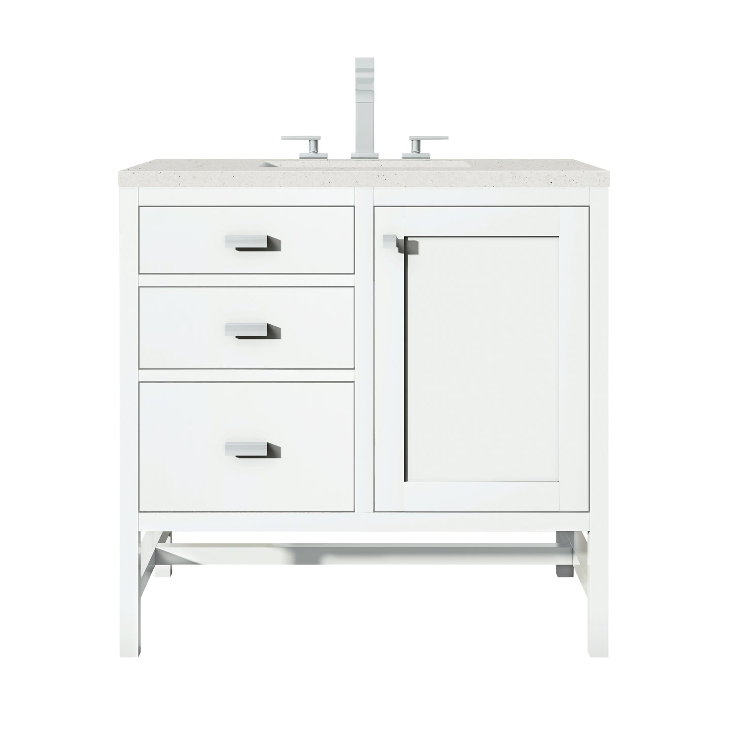 Renovate for Less Atlanta Addison 36" Single Vanity, Glossy White w/ 3 CM Lime Delight Silestone Top