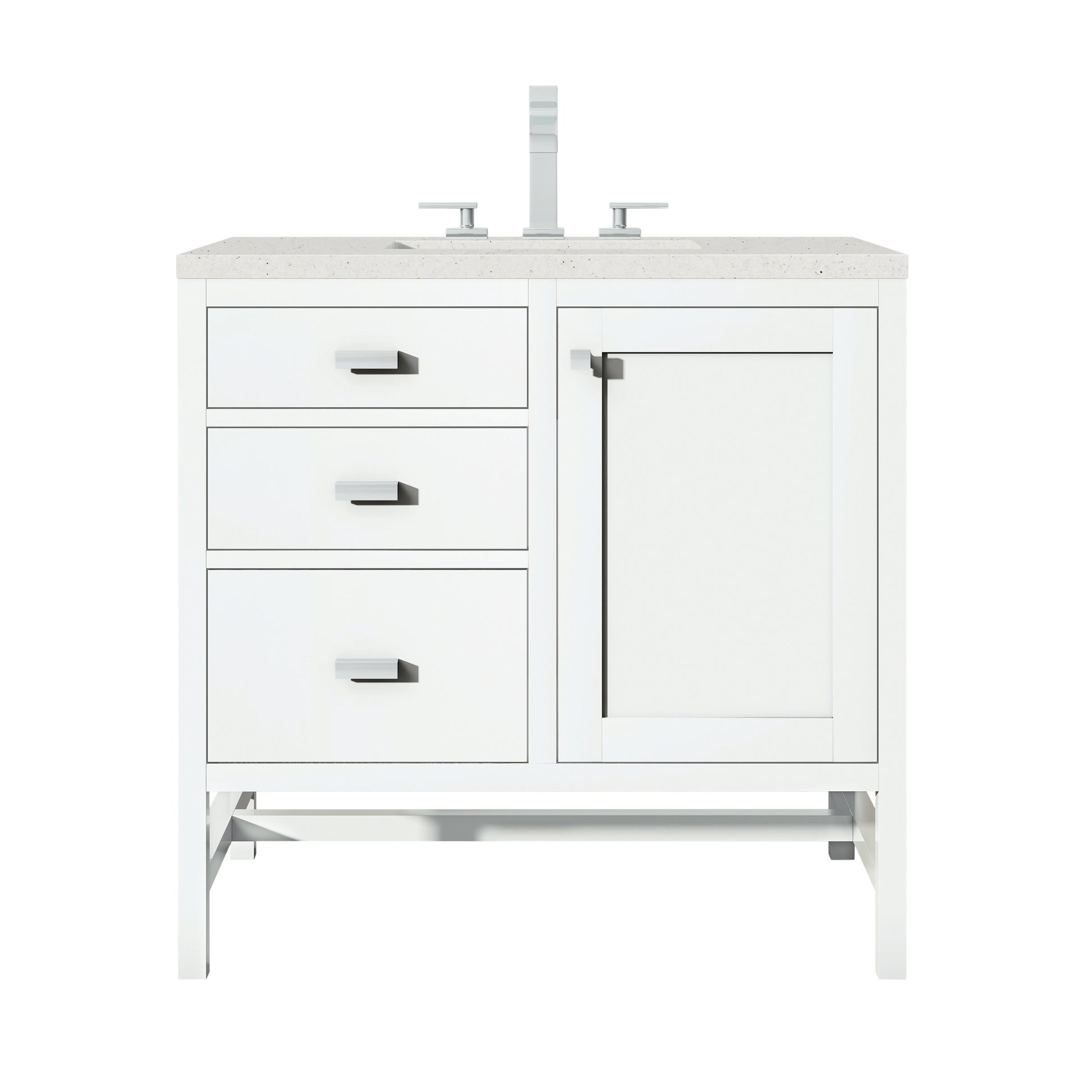 Renovate for Less Atlanta Addison 36" Single Vanity, Glossy White w/ 3 CM Lime Delight Silestone Top