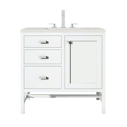 Renovate for Less Atlanta Addison 36" Single Vanity, Glossy White w/ 3 CM Lime Delight Silestone Top