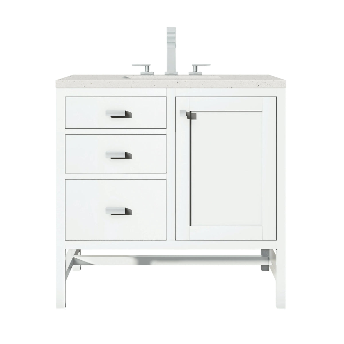 Addison 36" Single Vanity, Glossy White w/ 3 CM Lime Delight Silestone Top
