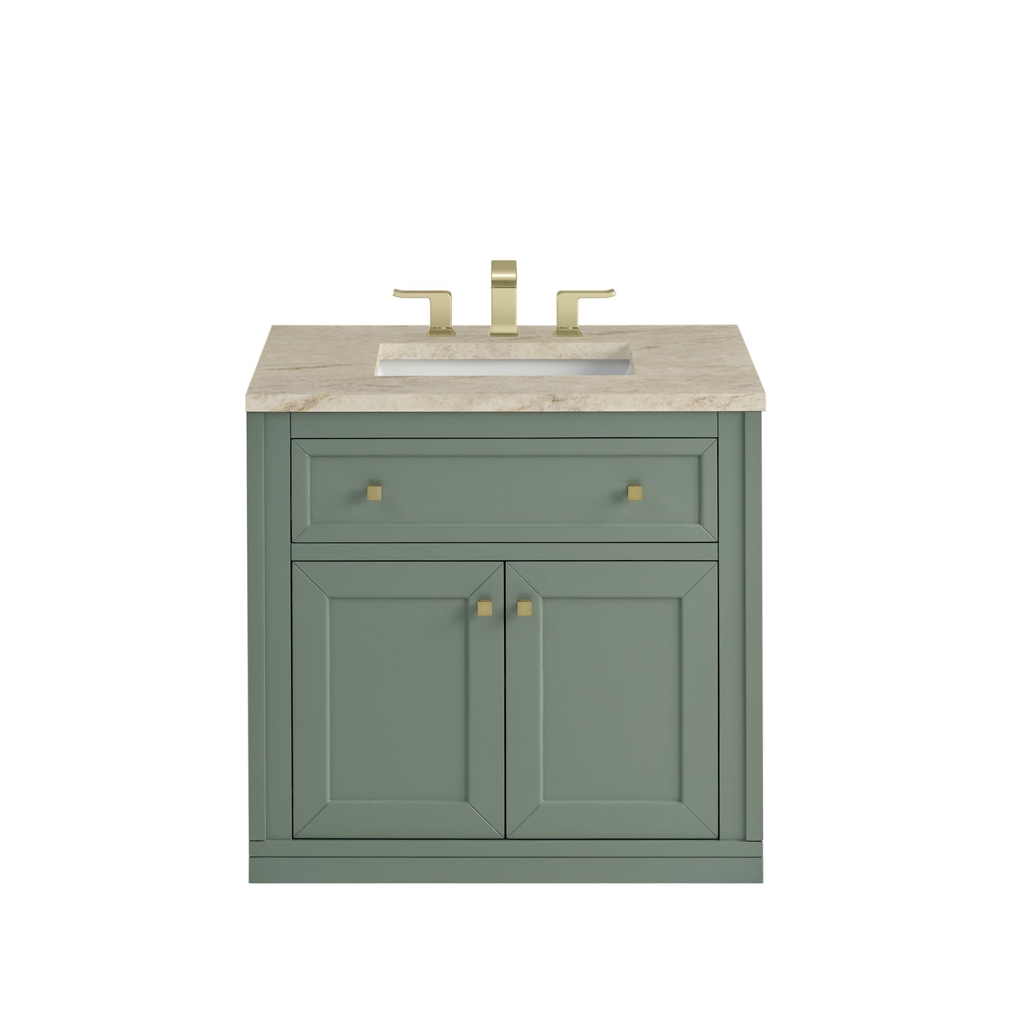 Renovate for Less Atlanta Chicago 30" Single Vanity, Smokey Celadon, w/ 3 CM Tajnar Eclos Top