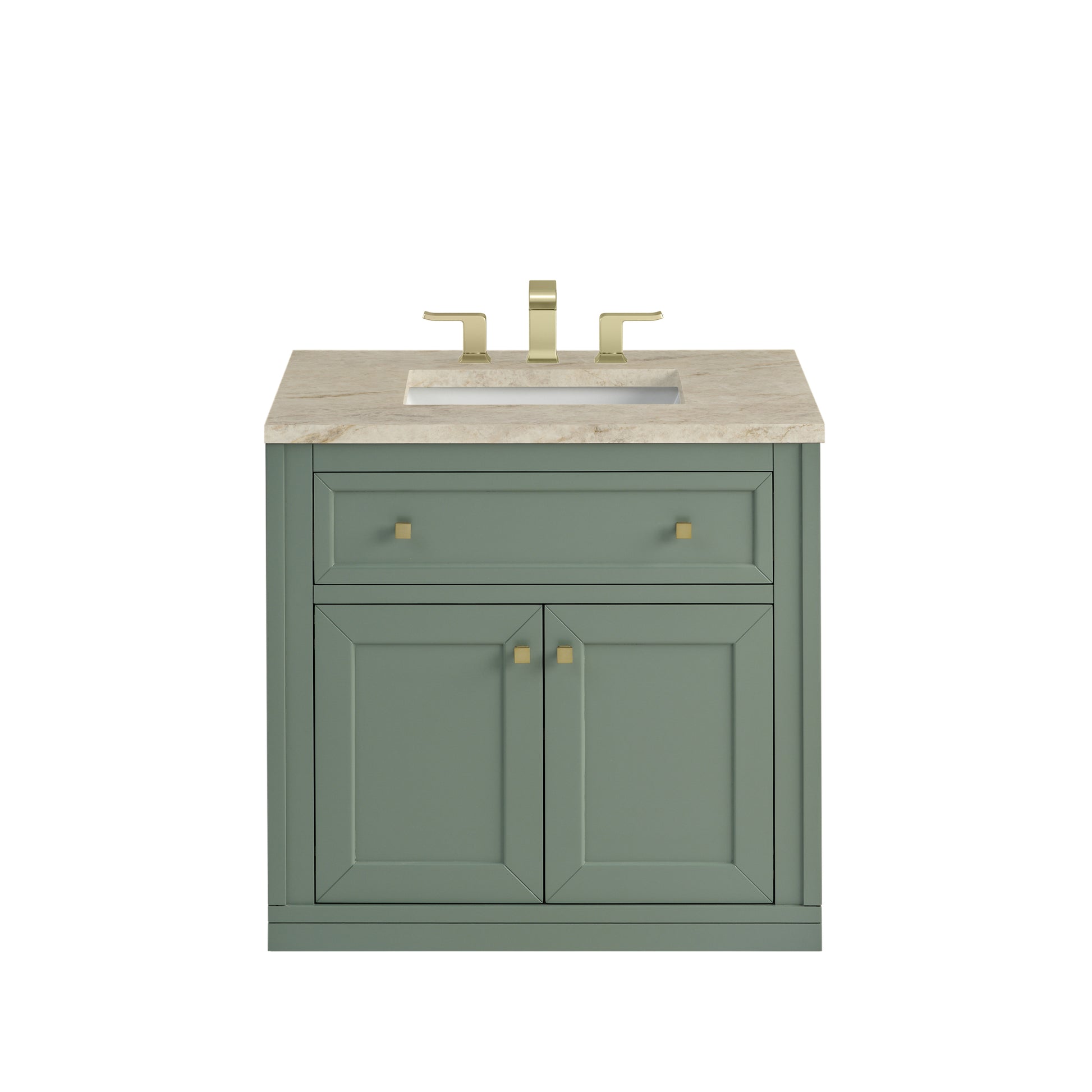 Renovate for Less Atlanta Chicago 30" Single Vanity, Smokey Celadon, w/ 3 CM Tajnar Eclos Top