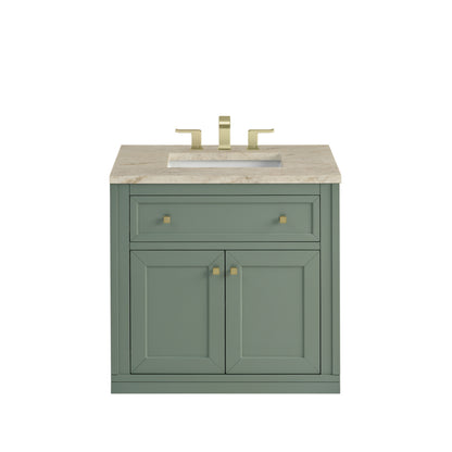 Renovate for Less Atlanta Chicago 30" Single Vanity, Smokey Celadon, w/ 3 CM Tajnar Eclos Top
