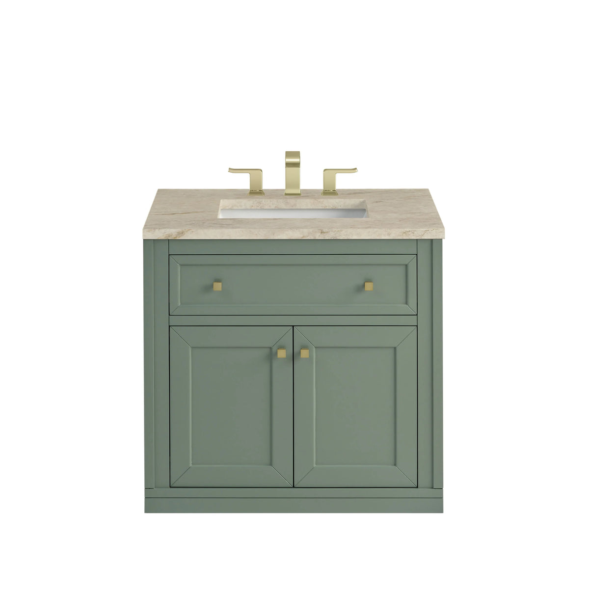 Chicago 30" Single Vanity, Smokey Celadon, w/ 3 CM Tajnar Eclos Top