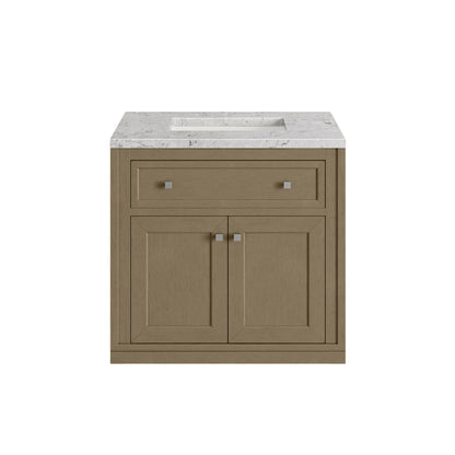 Renovate for Less Atlanta Chicago 30" Single Vanity, Walnut Whisper, w/ 3 CM Eternal Jasmine Pearl Silestone® Top
