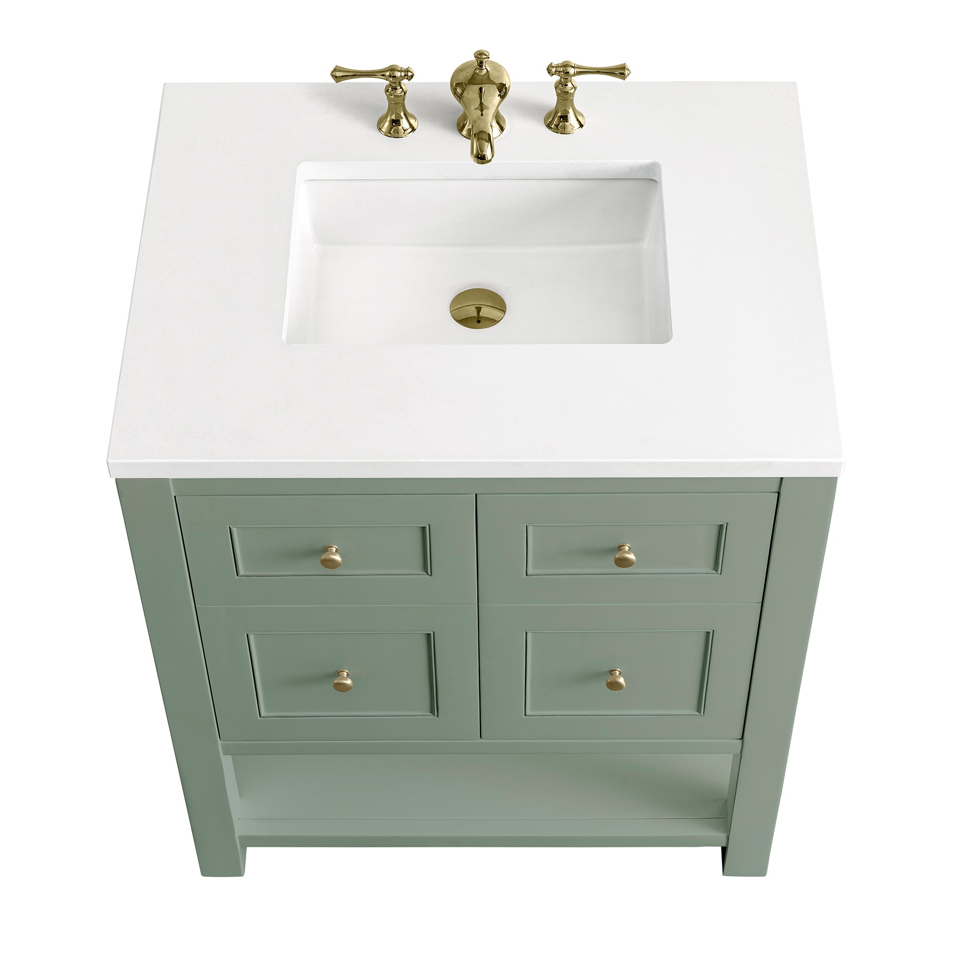 Renovate for Less Atlanta Breckenridge 30" Single Vanity, Smokey Celadon w/ 3 CM White Zeus Top