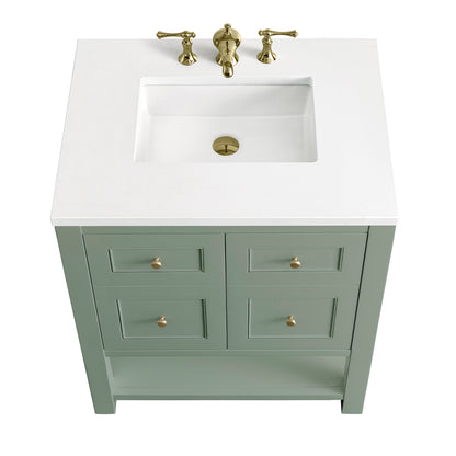 Renovate for Less Atlanta Breckenridge 30" Single Vanity, Smokey Celadon w/ 3 CM White Zeus Top