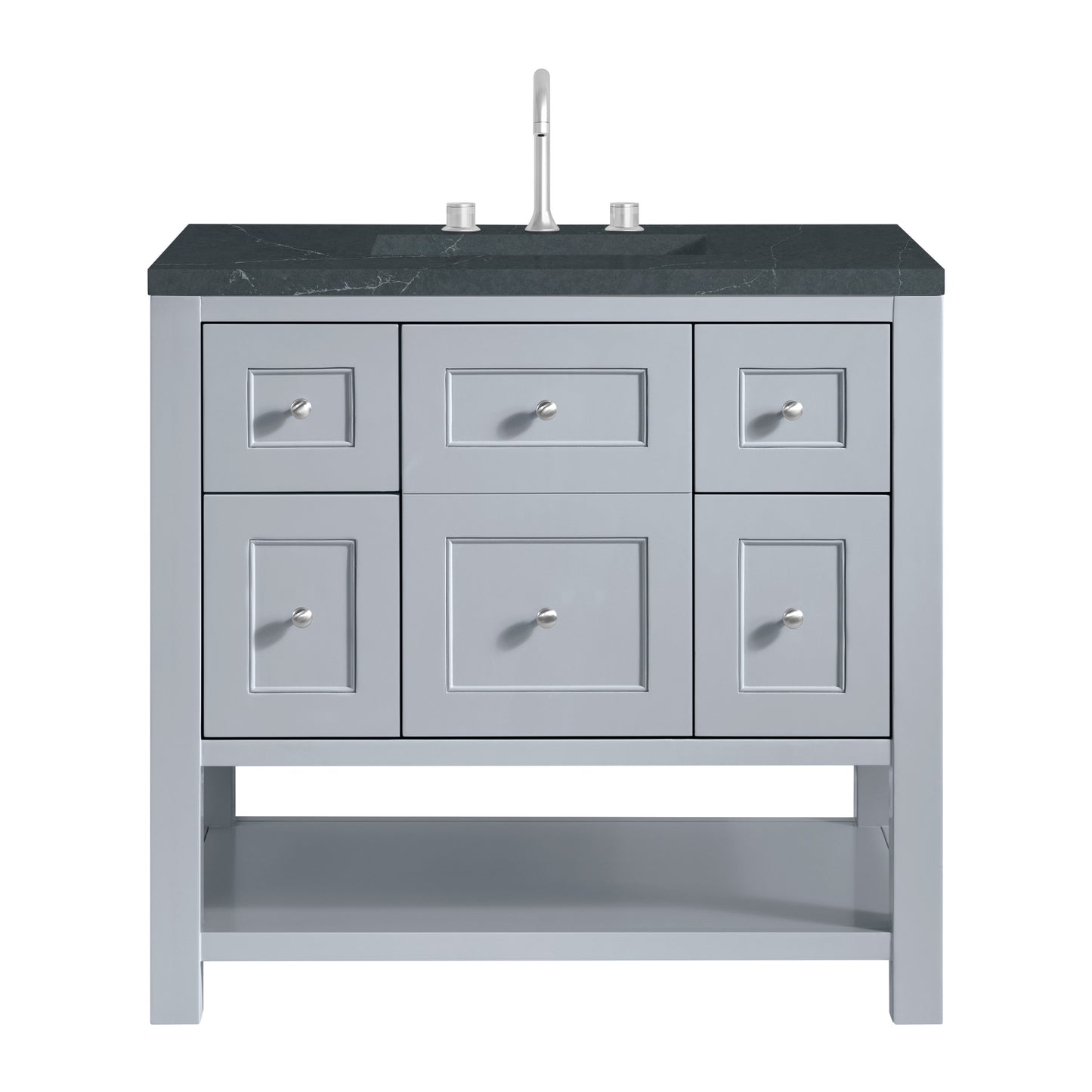 Renovate for Less Atlanta Breckenridge 36" Single Vanity, Serenity Blue, w/ 3 CM Charcoal Soapstone Quartz Top