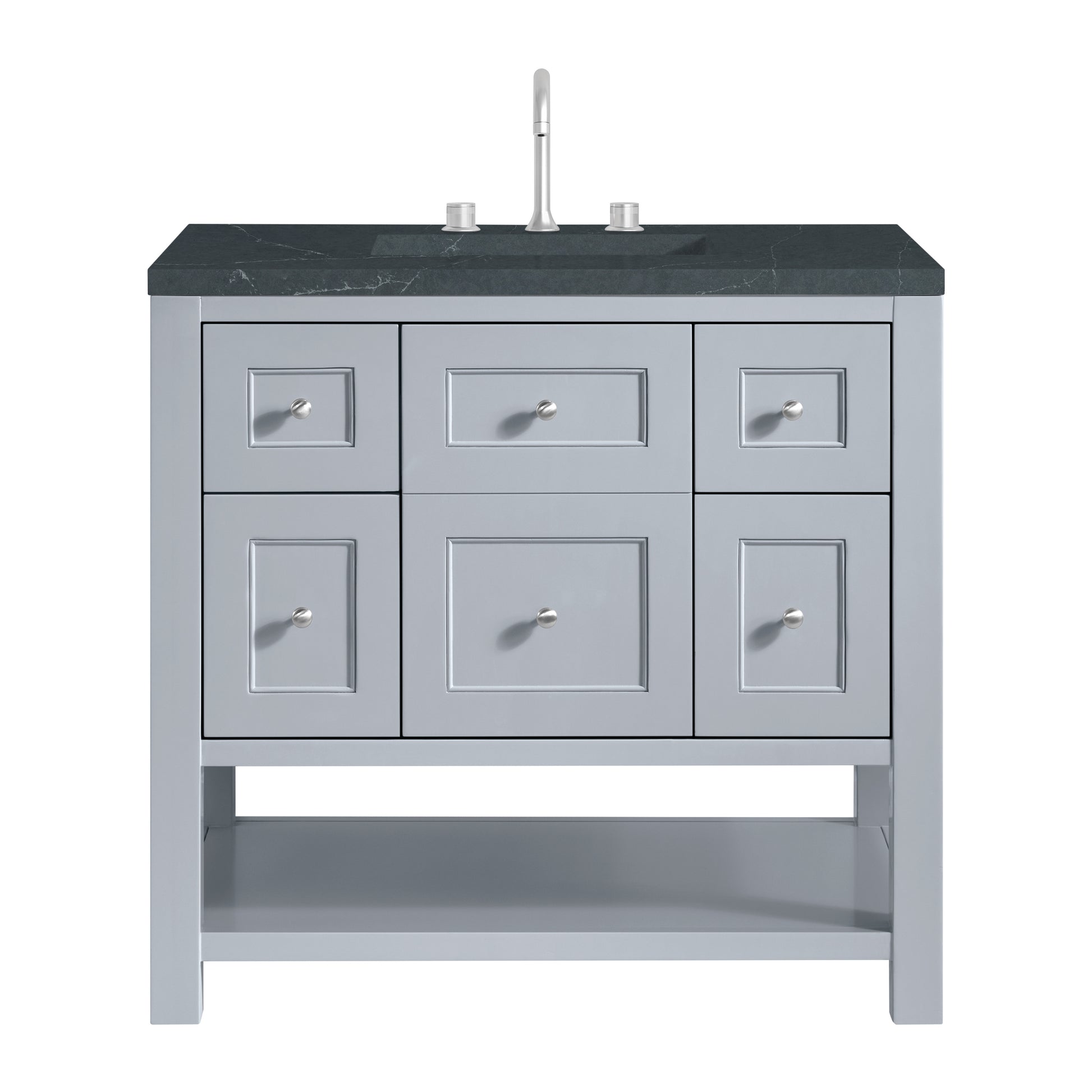 Renovate for Less Atlanta Breckenridge 36" Single Vanity, Serenity Blue, w/ 3 CM Charcoal Soapstone Quartz Top