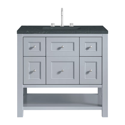 Renovate for Less Atlanta Breckenridge 36" Single Vanity, Serenity Blue, w/ 3 CM Charcoal Soapstone Quartz Top