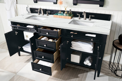 Renovate for Less Atlanta Brittany 72" Double Vanity, Black Onyx w/ 3 CM Ethereal Noctis Silestone Top