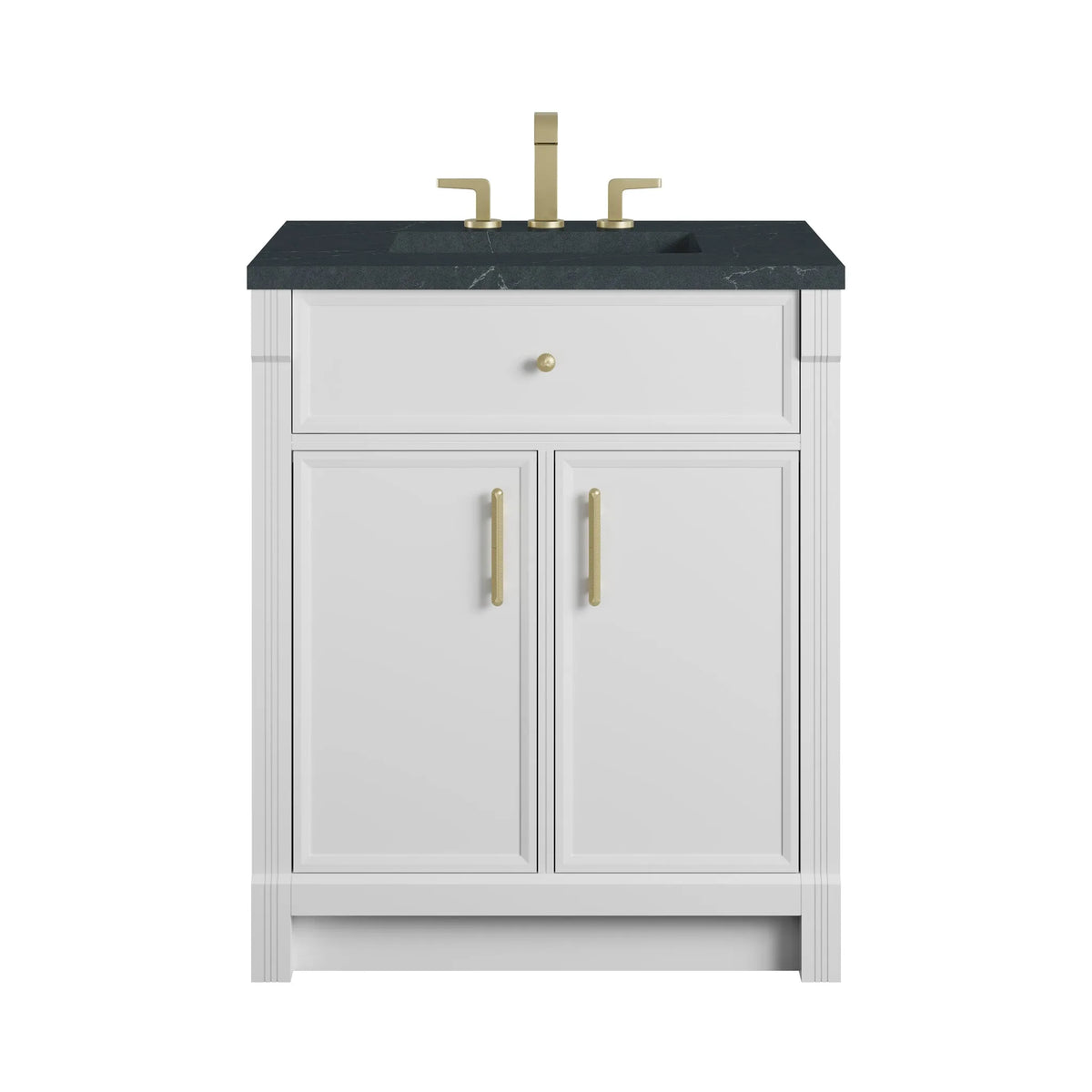 Bellshire 30" Single Vanity, Bright White w/ 3 CM Charcoal Soapstone Silestone Top
