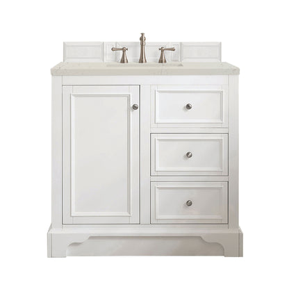 Renovate for Less Atlanta De Soto 36" Single Vanity, Bright White, w/ 3 CM Siberian Silestone Top