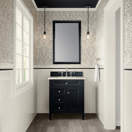 Brittany 30" Single Vanity, Black Onyx, w/ 3 CM Siberian Silestone Top