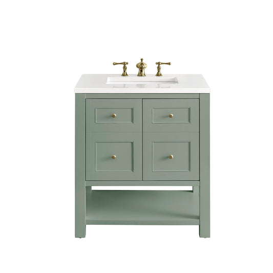 Renovate for Less Atlanta Breckenridge 30" Single Vanity, Smokey Celadon w/ 3 CM White Zeus Top