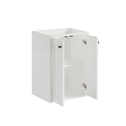 Renovate for Less Atlanta Chianti 20" Single Vanity, Glossy White, Matte Black, w/ White Glossy Composite Stone Top